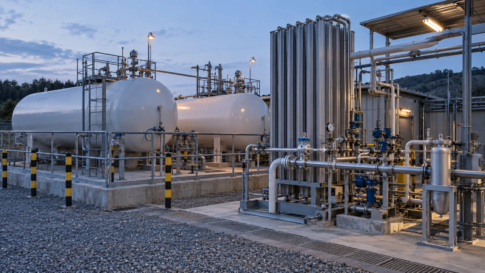 LPG storage, vaporization and gas-blending equipment — conceptual illustration